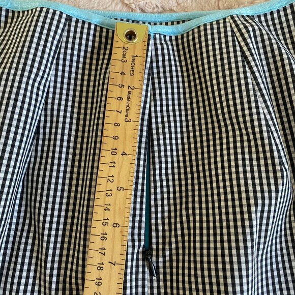 Barami Womens 0 Checkered Black White Pencil Skirt w Blue Trim/Lining - Picture 7 of 8